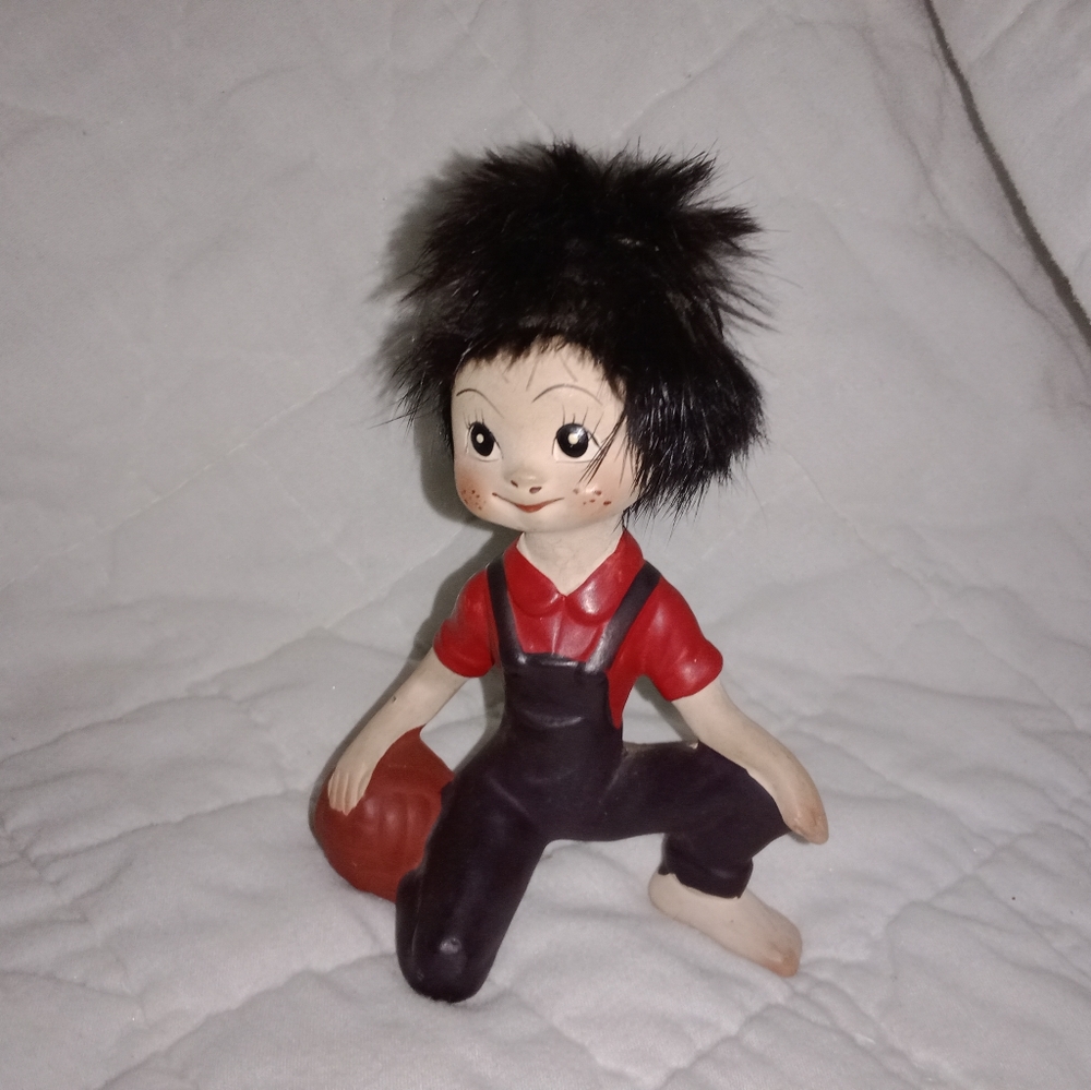 Mid Century Modern Inarco Teenager With Volleyball Ceramic Figurine 1960s